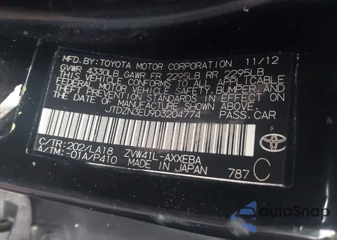 2013 Toyota Prius V Five from USA, damaged, VIN JTDZN3EU9D3204774